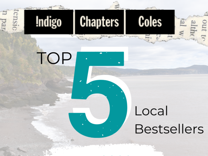 rocky shore with a wave with Top 5 Local Bestsellers in July 2023 shown.